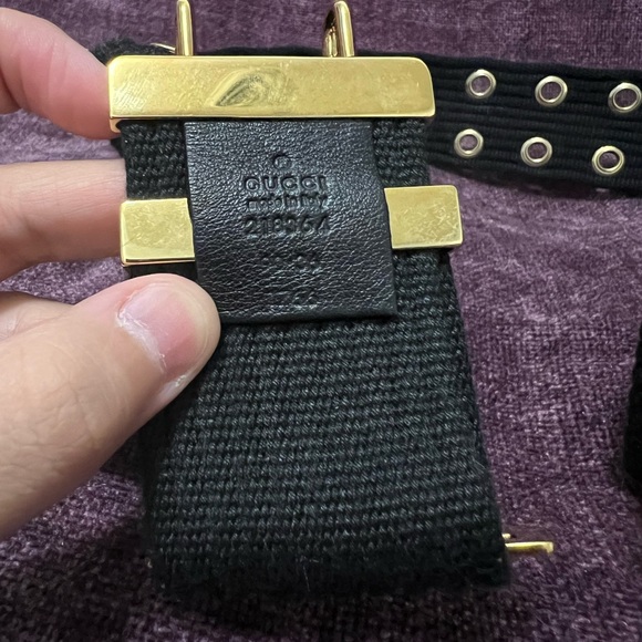 Gucci Canvas Belt with Gold Hardware size 90 main image 7